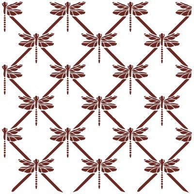 Padrão repetitivo de libélulas castanhas sobre fundo branco