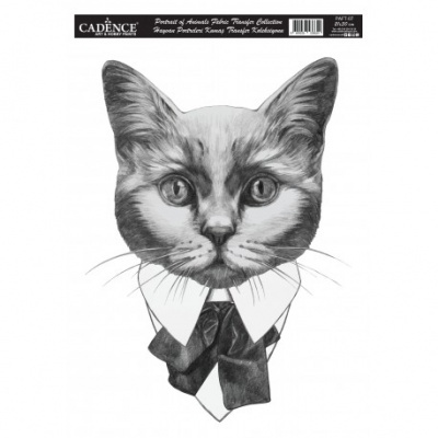 Desenho realista preto e branco da cabeça de um gato com gravata.