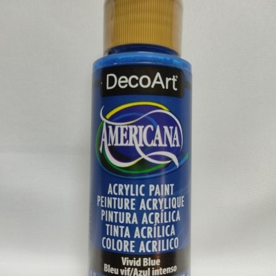 Frasco de tinta acrílica azul viva DecoArt Americana com tampa amarela