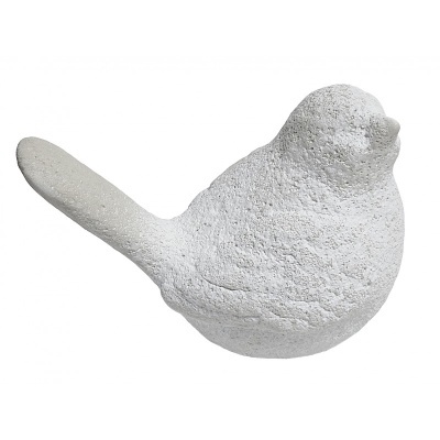 Estatueta decorativa de pássaro branco com textura rugosa