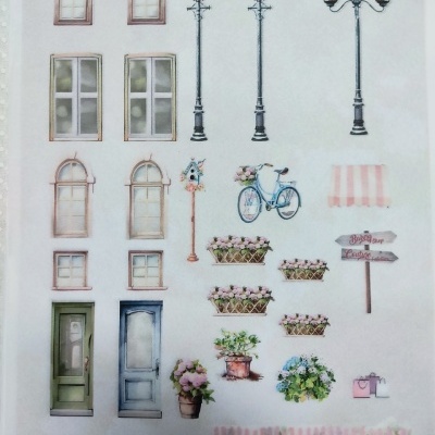 Imagens para découpage de elementos de casa e rua coloridos e decorativos.