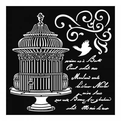 Ilustração a preto e branco de suporte para bolos vintage, pomba e texto manuscrito.