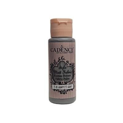 Frasco de tinta para tecido cinza grafite da marca CADENCE com tampa bege