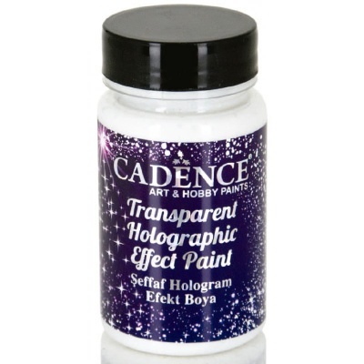 Frasco de tinta holográfica transparente Cadence com rótulo roxo e tampa preta