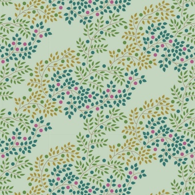 Padrão floral colorido em fundo verde claro