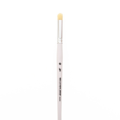 Pincel de pintura com cabo branco e cerdas claras