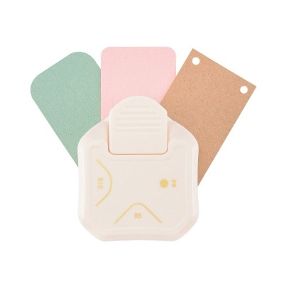 Dispositivo branco com folhas destacáveis coloridas e texturizadas