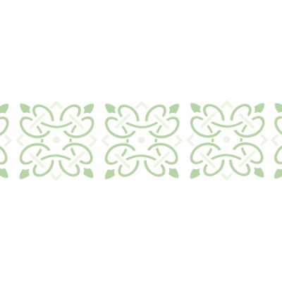 Faixa decorativa com padrão verde abstrato repetitivo em fundo branco