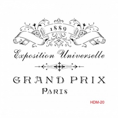 Texto decorativo em preto com data e palavras em francês sobre fundo branco