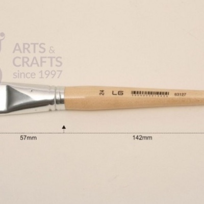 Pincel de pintura com cabo de madeira, cerdas retas e parte metálica