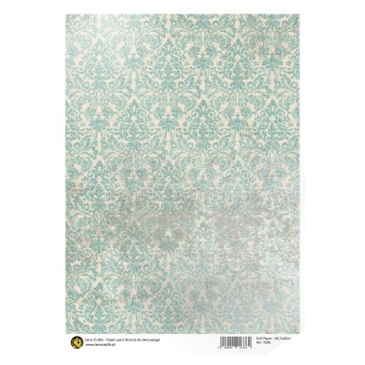 Folha de papel para decoupage com padrão azul turquesa e branco