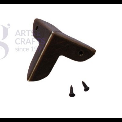 Suporte de canto de metal bronze escuro com parafusos