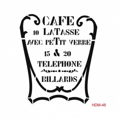 Stencil preto com texto em francês em forma de escudo sobre fundo branco