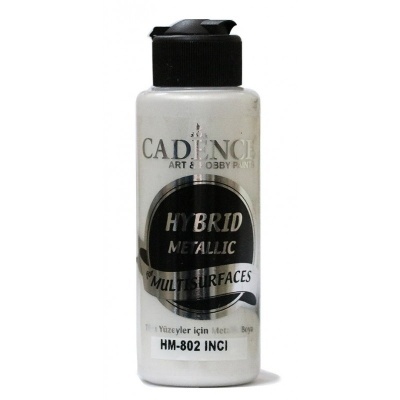Frasco branco de tinta Cadence Hybrid Metallic para múltiplas superfícies com tampa preta.