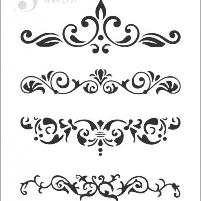 Conjunto de estênceis decorativos com desenhos em fundo branco