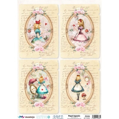 Cartões decorativos com ilustrações de meninas em vestidos vintage e moldura floral oval