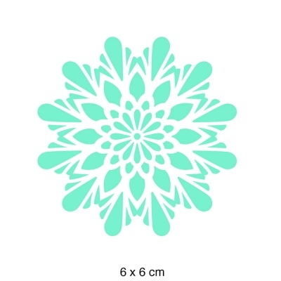 Stencil azul com padrão floral de 6 x 6 cm