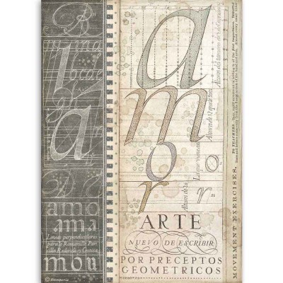 Páginas vintage com letras caligráficas e texto artístico em estilo antigo.