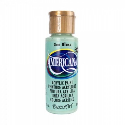 Frasco de tinta acrílica Americana Sea Glass verde água com tampa dourada