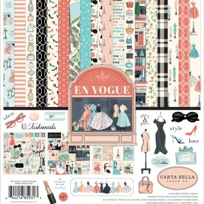 Papel decorativo de moda com padrões e ilustrações em tons pastel e elementos de moda