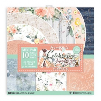 Mini pad de papel para scrapbooking com padrões florais e texturas variadas
