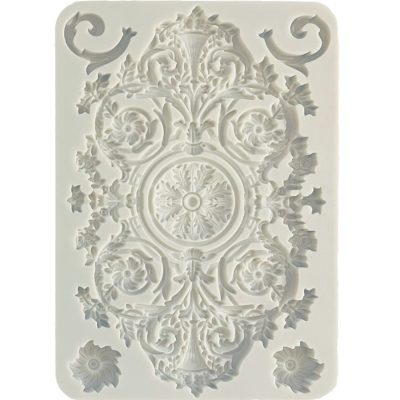 Forma de silicone branca com padrão ornamental em relevo