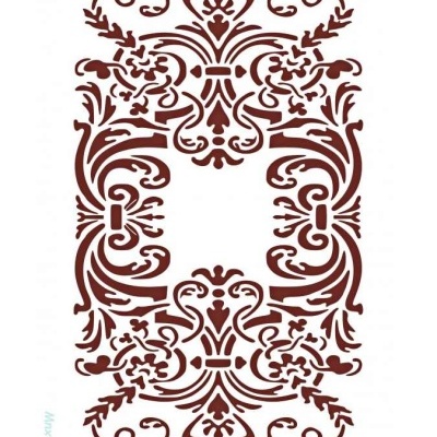 Padrão ornamental castanho simétrico sobre fundo branco