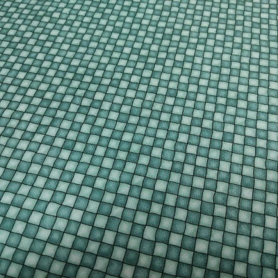 Tecido com padrão xadrez pequeno em azul e verde
