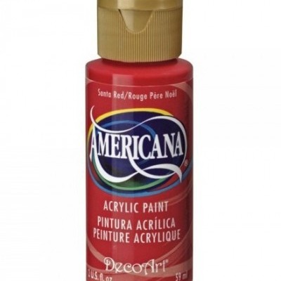 Frasco de tinta acrílica Americana vermelho Santa Red com tampa dourada