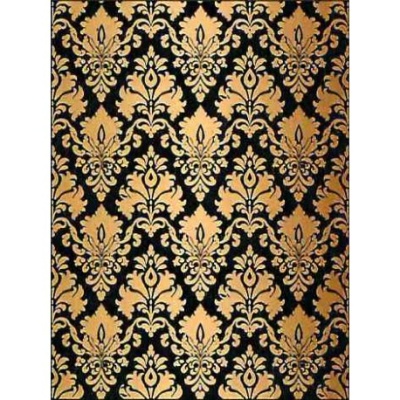 Tapete com padrão floral barroco dourado e preto