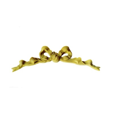 Ornamento decorativo amarelo em forma de laço com detalhes curvos