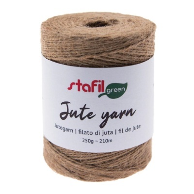 Rolo de fio de juta com rótulo branco