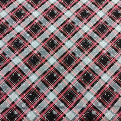 Tecido xadrez vermelho, branco e preto