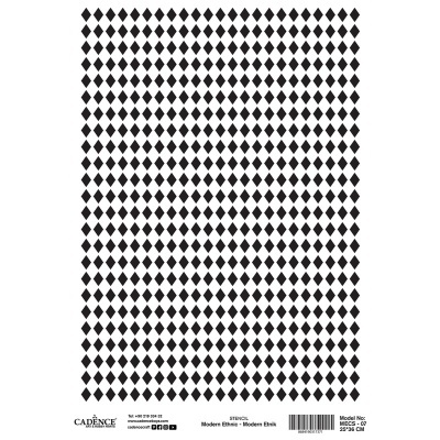 Papel de estêncil com padrão de losangos pretos em fundo branco