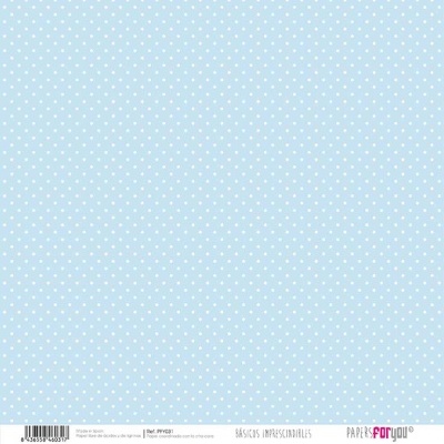 Papel azul claro com padrão de pontos brancos e texto na parte inferior