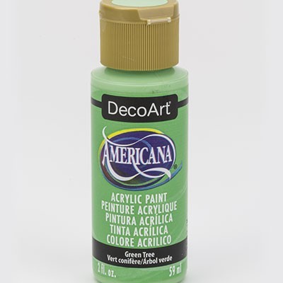 Frasco de tinta acrílica verde claro DecoArt Americana com tampa castanha