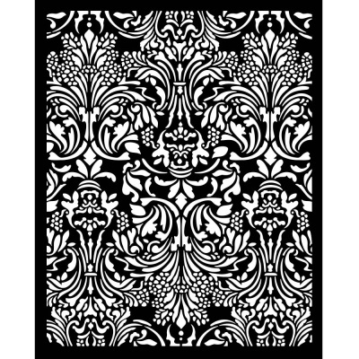 Padrão decorativo para parede preto e branco com motivos florais e arabescos