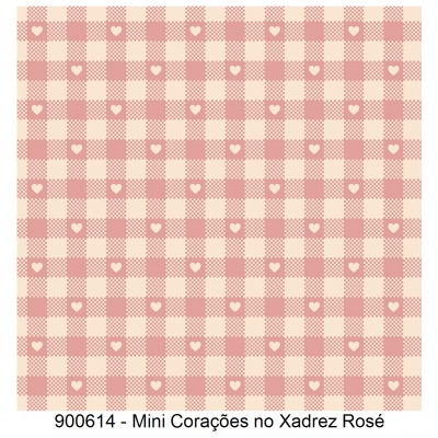 Padrão xadrez rosa com corações pequenos