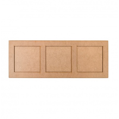 Painel de madeira MDF com três quadrados