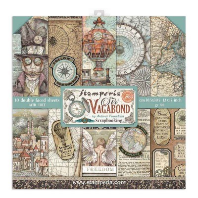 Folhas de papel para scrapbook com temas vintage e mapas