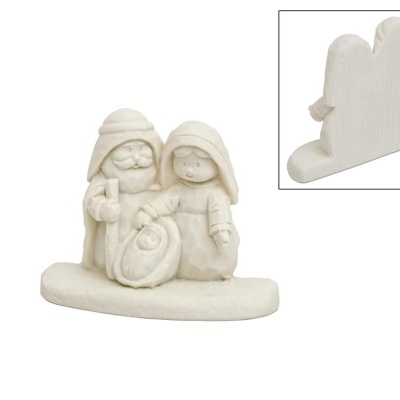 Figura decorativa de presépio branca com Maria, José e menino Jesus em cerâmica