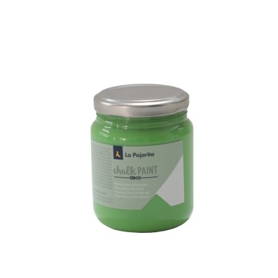 Frasco verde de chalk paint La Pajarita com tampa prateada