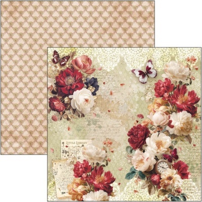 Papel de parede com um lado floral vintage e outro com padrão geométrico bege e bordô