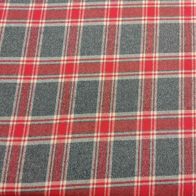 Tecido xadrez vermelho, cinzento e branco