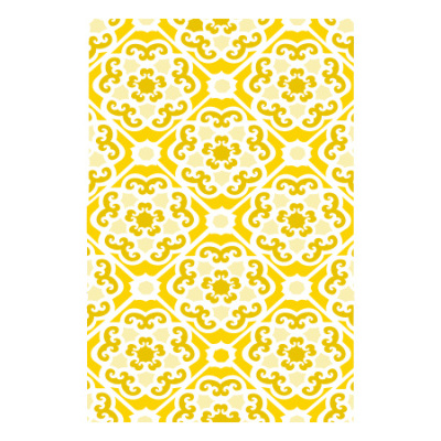 Papel de parede com padrão ornamental amarelo e branco