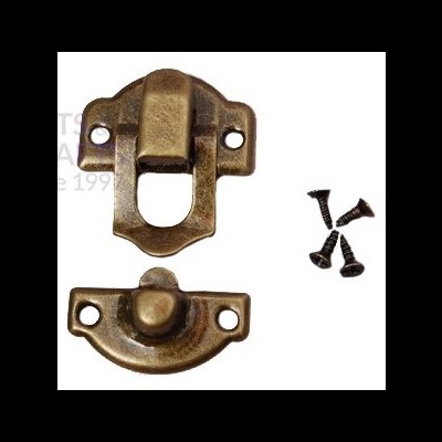 Fecho metálico tipo trava bronze envelhecido com parafusos