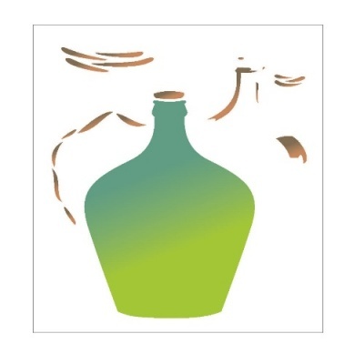 Garrafão de vidro verde e azul com tampa de cortiça