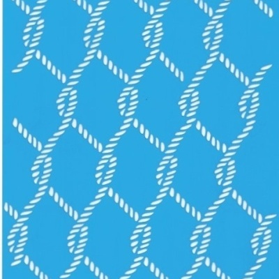 Stencil azul com padrão de corda branca com embalagem preta