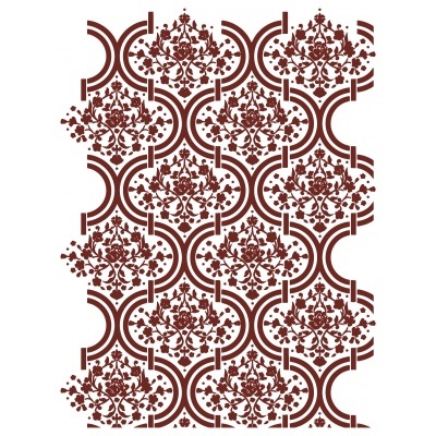 Padrão decorativo floral castanho em fundo branco com design simétrico