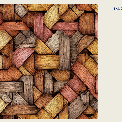 Padrão de peças de madeira coloridas em tons castanho e amarelo com textura, SKU 2900433